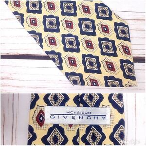 Vintage Monsieur Givenchy Geometric Silk Neck Tie